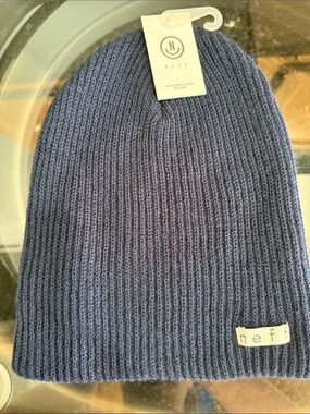 Neff Ribbed Knit Beanie in Navy Blue Brand New